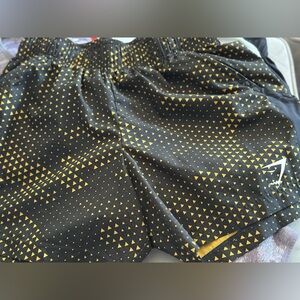 Gymshark Black and Yellow Triangle Shorts small